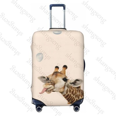 Desen animat amuzant girafă Îngroșare husă pentru bagaje Elasticitate cărucior husă de praf Husă de protecție pentru valiză Accesorii pentru carcasă