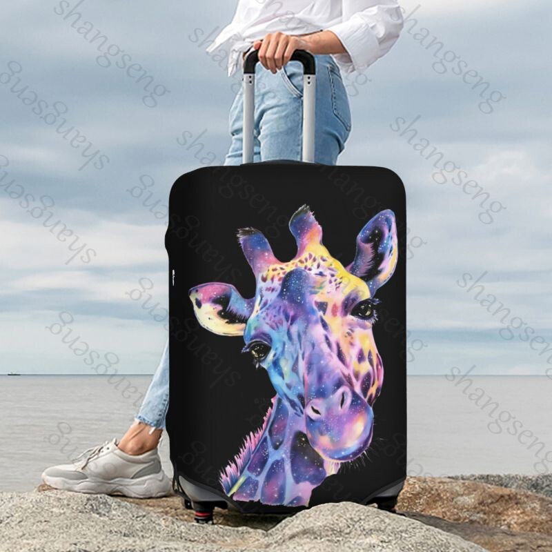 Desen animat amuzant girafă Îngroșare husă pentru bagaje Elasticitate cărucior husă de praf Husă de protecție pentru valiză Accesorii pentru carcasă