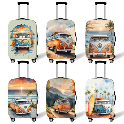 Akvarell lakóautó Beach Travel Print Csomagvédőhuzat Bőrönd Védőhuzat Utazási Kiegészítők Kocsitok Takaró