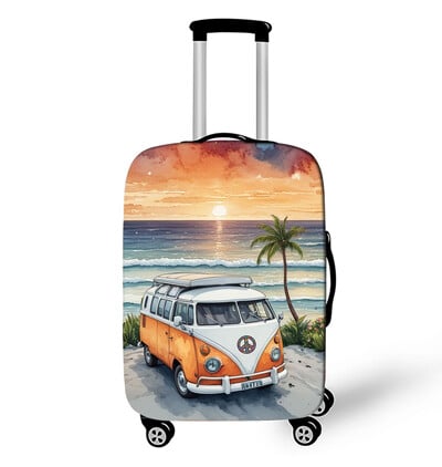 Acuarelă Camper Van Plaja Călătorie Imprimare Husă Bagaj Valisă Huse de protecție Accesorii de călătorie Husă pentru cărucior