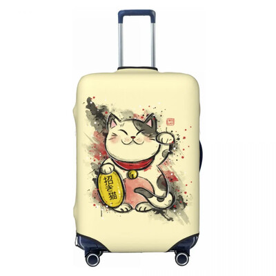 Protector de husă de bagaje cu model de pisici personalizate Maneki Neko, huse de valiză de călătorie amuzante de pisică norocoasă din Japonia pentru 18-32 inci