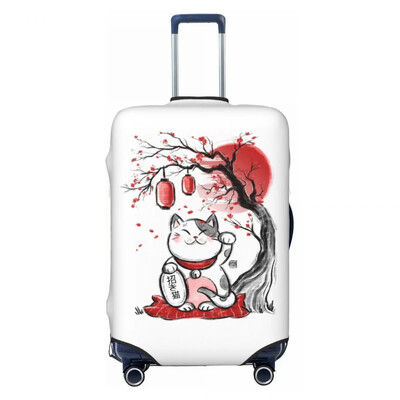 Protector de husă de bagaje cu model de pisici personalizate Maneki Neko, huse de valiză de călătorie amuzante de pisică norocoasă din Japonia pentru 18-32 inci
