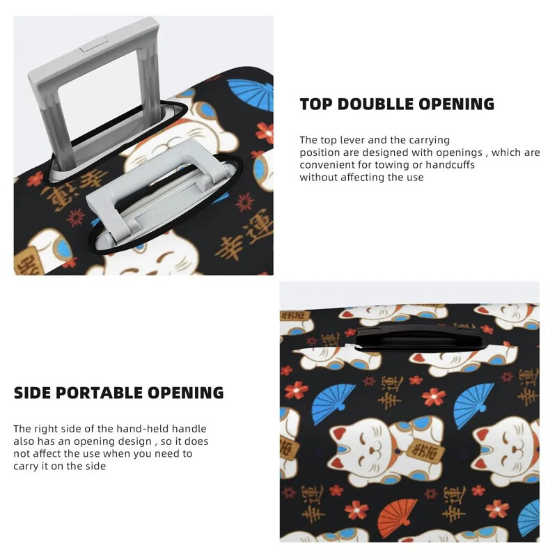 Protector de husă de bagaje cu model de pisici personalizate Maneki Neko, huse de valiză de călătorie amuzante de pisică norocoasă din Japonia pentru 18-32 inci