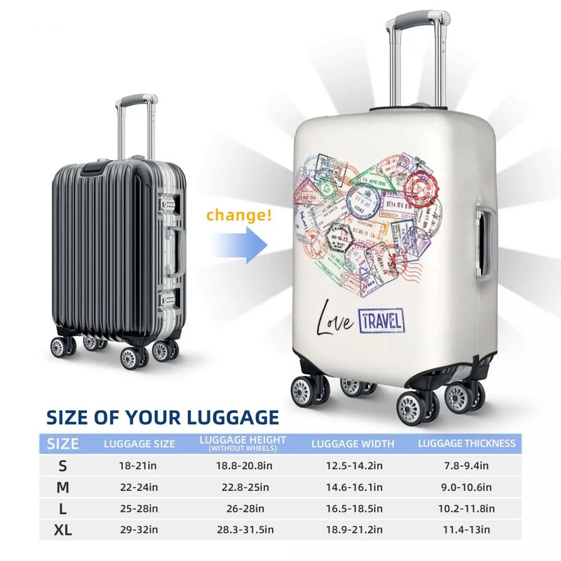 Ștampila pașaport Inimă Poster Husă Valisă Stripe Strectch Protecție Afaceri Accesorii Bagaje Vacanță