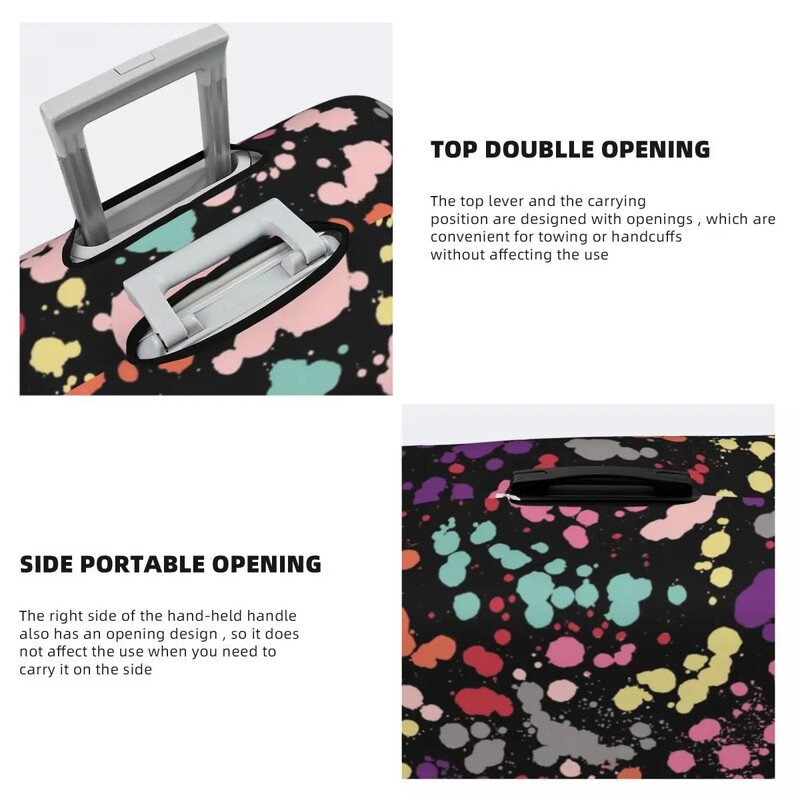 Husă pentru valiză cu model de stropi multicolore, pictură de vacanță, husă practică pentru bagaje, protecție pentru afaceri