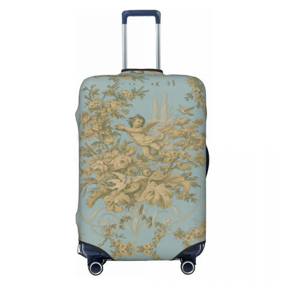 Husă pentru bagaje clasică franceză Toile De Jouy cu motiv albastru marin, valiză de călătorie elastică, huse de protecție, costum pentru 18-32 inci