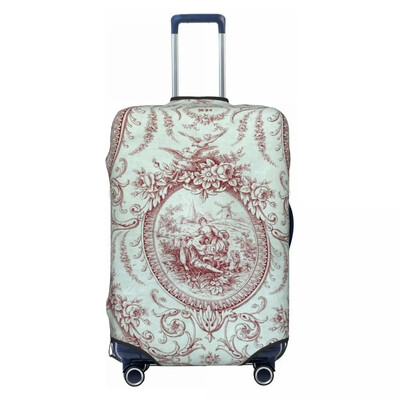 Husă pentru bagaje clasică franceză Toile De Jouy cu motiv albastru marin, valiză de călătorie elastică, huse de protecție, costum pentru 18-32 inci