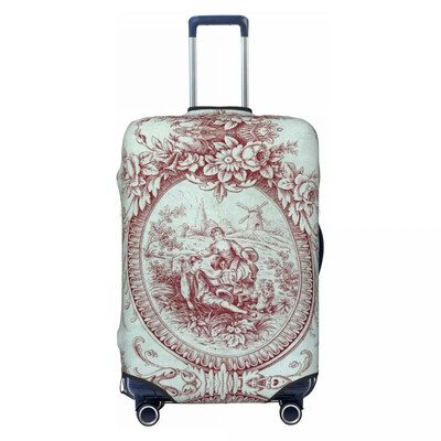Husă pentru bagaje clasică franceză Toile De Jouy cu motiv albastru marin, valiză de călătorie elastică, huse de protecție, costum pentru 18-32 inci