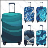 Tumši zila minimālisma viļņi bieza bagāžas pārsegs elastība ratiņu putekļu pārsegs kofera aizsardzība čemodāna futrāļa piederumi