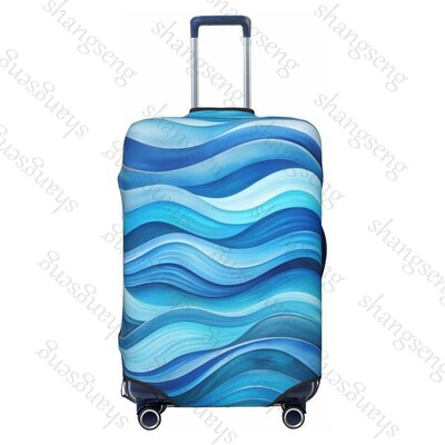 Tumši zila minimālisma viļņi bieza bagāžas pārsegs elastība ratiņu putekļu pārsegs kofera aizsardzība čemodāna futrāļa piederumi