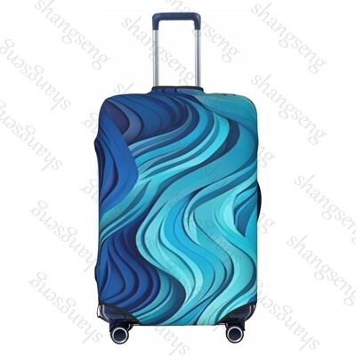 Tumši zila minimālisma viļņi bieza bagāžas pārsegs elastība ratiņu putekļu pārsegs kofera aizsardzība čemodāna futrāļa piederumi