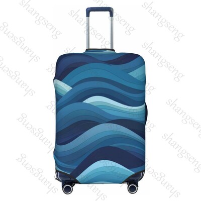 Tumši zila minimālisma viļņi bieza bagāžas pārsegs elastība ratiņu putekļu pārsegs kofera aizsardzība čemodāna futrāļa piederumi