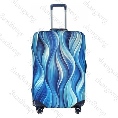 Tumši zila minimālisma viļņi bieza bagāžas pārsegs elastība ratiņu putekļu pārsegs kofera aizsardzība čemodāna futrāļa piederumi