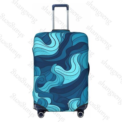 Tumši zila minimālisma viļņi bieza bagāžas pārsegs elastība ratiņu putekļu pārsegs kofera aizsardzība čemodāna futrāļa piederumi