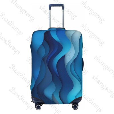 Tumši zila minimālisma viļņi bieza bagāžas pārsegs elastība ratiņu putekļu pārsegs kofera aizsardzība čemodāna futrāļa piederumi