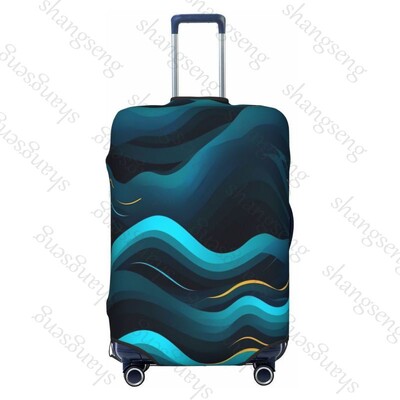 Tumši zila minimālisma viļņi bieza bagāžas pārsegs elastība ratiņu putekļu pārsegs kofera aizsardzība čemodāna futrāļa piederumi