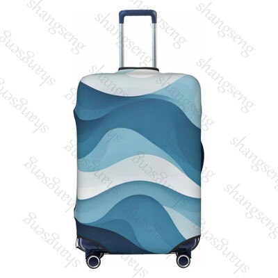 Tumši zila minimālisma viļņi bieza bagāžas pārsegs elastība ratiņu putekļu pārsegs kofera aizsardzība čemodāna futrāļa piederumi