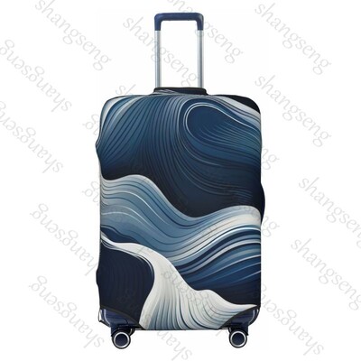 Tumši zila minimālisma viļņi bieza bagāžas pārsegs elastība ratiņu putekļu pārsegs kofera aizsardzība čemodāna futrāļa piederumi