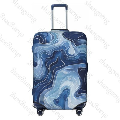 Tumši zila minimālisma viļņi bieza bagāžas pārsegs elastība ratiņu putekļu pārsegs kofera aizsardzība čemodāna futrāļa piederumi