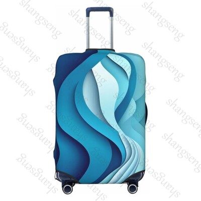 Tumši zila minimālisma viļņi bieza bagāžas pārsegs elastība ratiņu putekļu pārsegs kofera aizsardzība čemodāna futrāļa piederumi