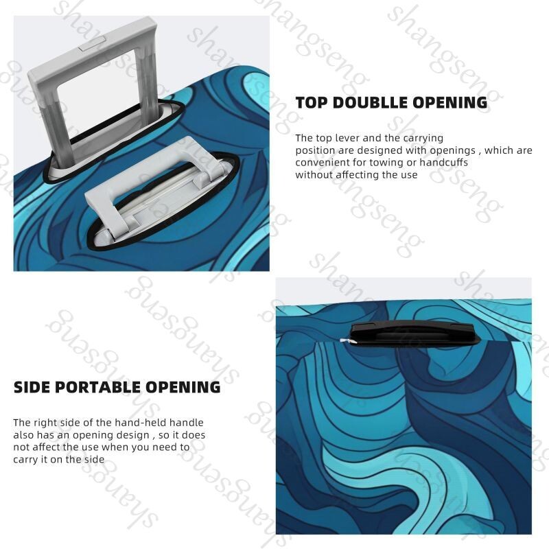 Tumši zila minimālisma viļņi bieza bagāžas pārsegs elastība ratiņu putekļu pārsegs kofera aizsardzība čemodāna futrāļa piederumi