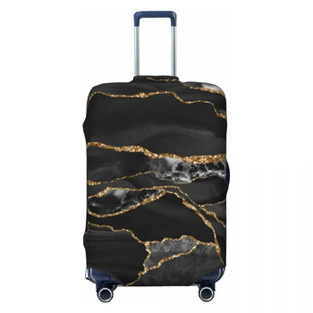 Κάλυμμα βαλίτσας Glitter Marble Black and Gold Marbles Elastic Cruise Trip Protection Θήκη αποσκευών Flight