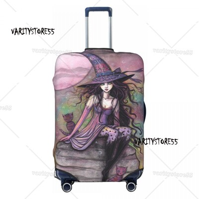Personalizat Halloween Vrăjitoare Crow Moon Husă pentru bagaje de călătorie Lavabilă pentru valiză Protector pentru 18-32 inch