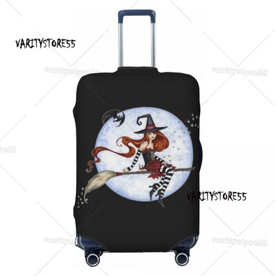 Personalizat Halloween Vrăjitoare Crow Moon Husă pentru bagaje de călătorie Lavabilă pentru valiză Protector pentru 18-32 inch