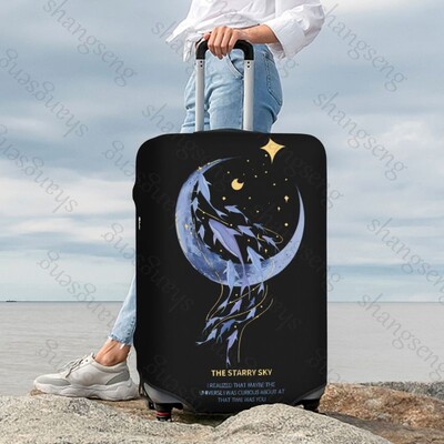 Balena Lună Cer înstelat Pictură imprimată Îngroșare Husă pentru bagaje Elasticitate Cărucior husă de praf Valisă Protecție Valisă