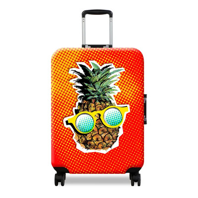 Storas elastingas ananasų geltonos spalvos bagažo apsauginis dėklas, skirtas 18–32 colių lagaminų kelioninių lagaminų vežimėlių krepšių dangčiams