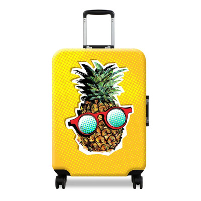 Storas elastingas ananasų geltonos spalvos bagažo apsauginis dėklas, skirtas 18–32 colių lagaminų kelioninių lagaminų vežimėlių krepšių dangčiams