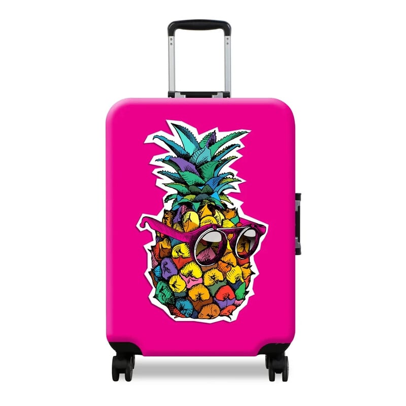 Storas elastingas ananasų geltonos spalvos bagažo apsauginis dėklas, skirtas 18–32 colių lagaminų kelioninių lagaminų vežimėlių krepšių dangčiams