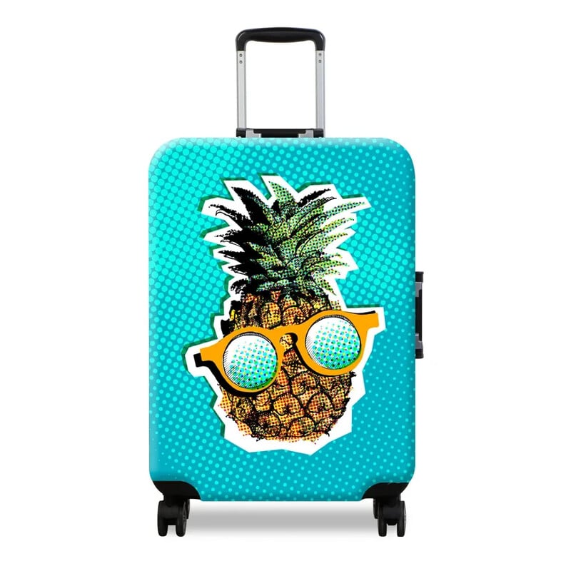 Storas elastingas ananasų geltonos spalvos bagažo apsauginis dėklas, skirtas 18–32 colių lagaminų kelioninių lagaminų vežimėlių krepšių dangčiams