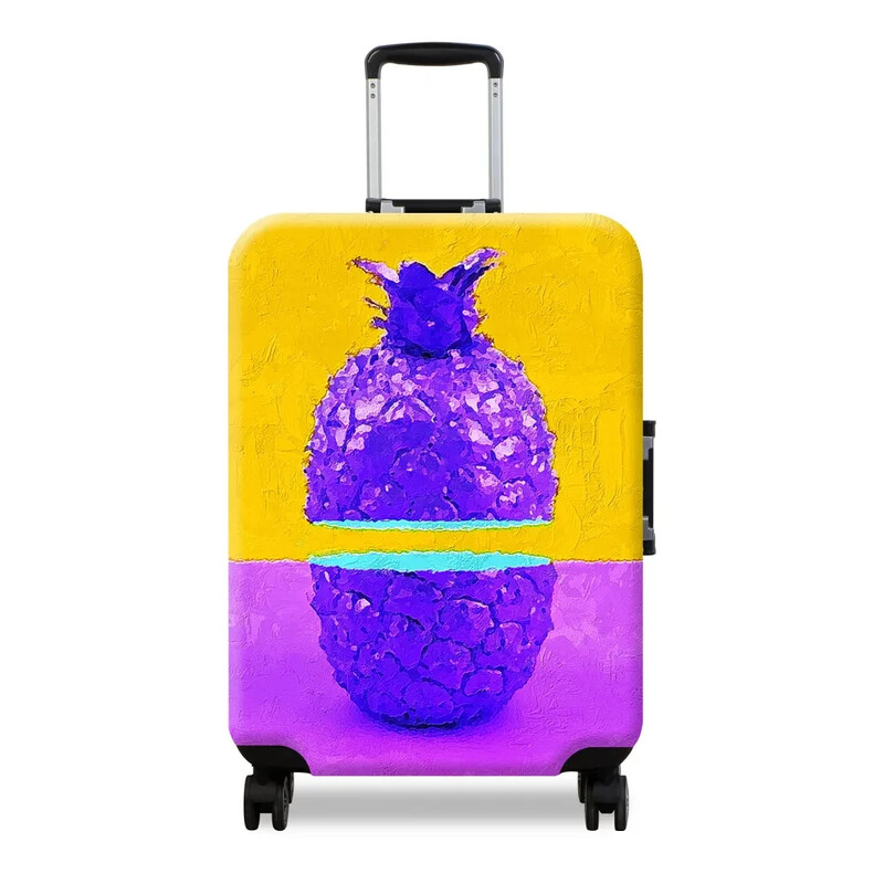 Storas elastingas ananasų geltonos spalvos bagažo apsauginis dėklas, skirtas 18–32 colių lagaminų kelioninių lagaminų vežimėlių krepšių dangčiams