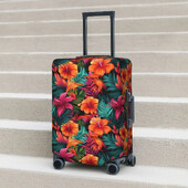 Tropical Vibes Flower Suitcase Cover Ilustrație Forest Fern Holiday Travel Strectch Luggage Supplies Protection