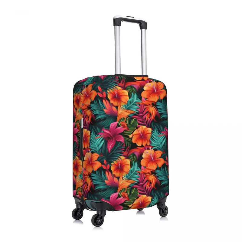 Tropical Vibes Flower Suitcase Cover Ilustrație Forest Fern Holiday Travel Strectch Luggage Supplies Protection
