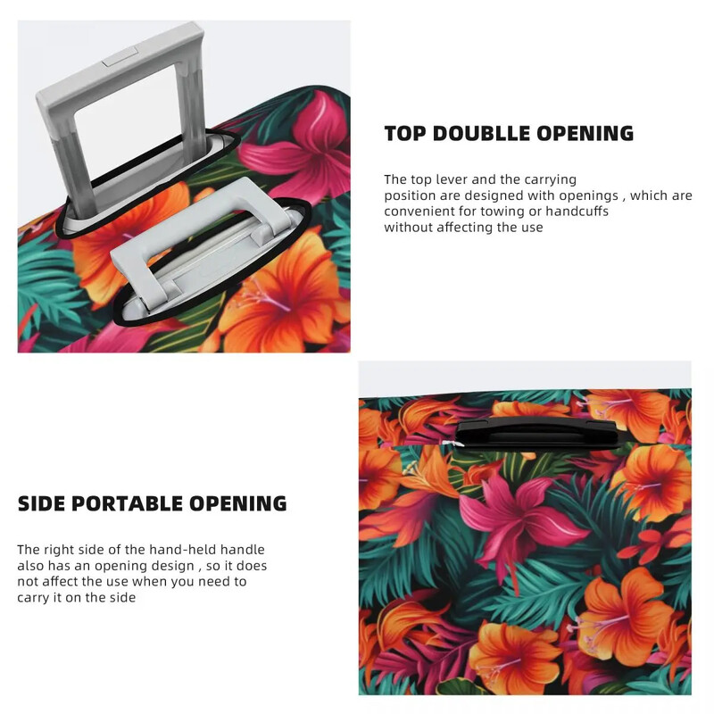 Tropical Vibes Flower Suitcase Cover Ilustrație Forest Fern Holiday Travel Strectch Luggage Supplies Protection
