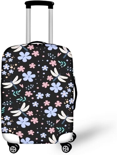 Ziedu spāres kofera pārsegs, netīrumiem necaurlaidīgs bagāžas aizsarguzmava Ceļojumu bagāžas lidostas čemodānu pārsegi der 18-32 collām