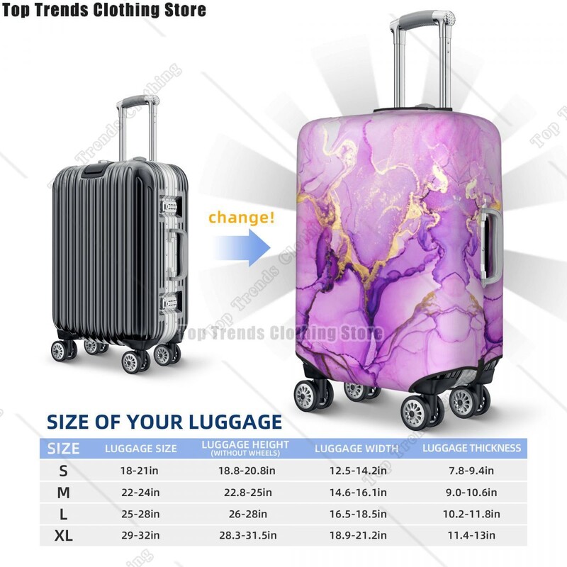 Husă de bagaje cu model de marmură cu textura abstractă violet de lux Husă de protecție pentru valiză drăguță costum pentru 18-32 inch