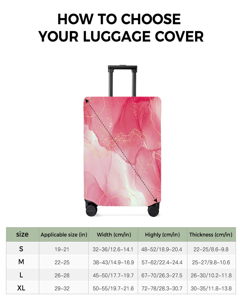Husa de bagaje cu gradient roșu de marmură Protector de valiză întinsă Husă de praf pentru bagaje pentru valiză de călătorie de 18-32 inchi
