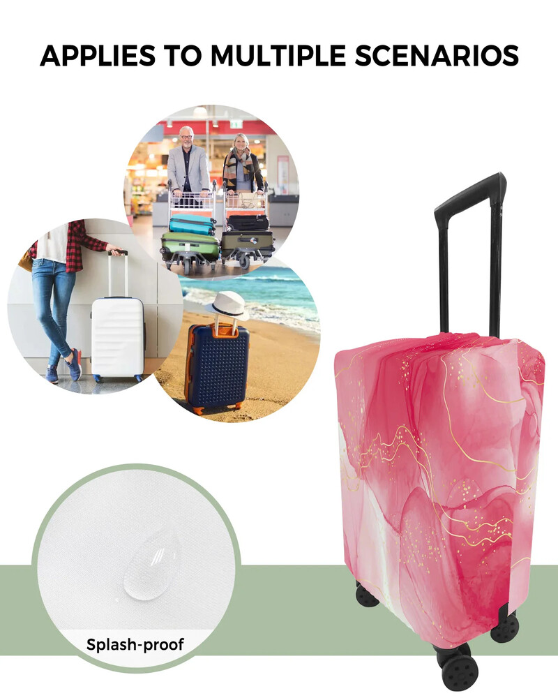 Husa de bagaje cu gradient roșu de marmură Protector de valiză întinsă Husă de praf pentru bagaje pentru valiză de călătorie de 18-32 inchi