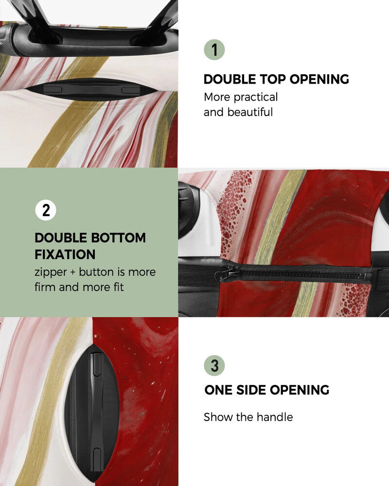 Husă de protecție pentru bagaje de călătorie cu textura de marmură degradată roșie pentru accesorii de călătorie Valisă elastică pentru praf Husă de protecție