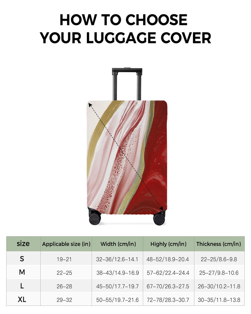 Husă de protecție pentru bagaje de călătorie cu textura de marmură degradată roșie pentru accesorii de călătorie Valisă elastică pentru praf Husă de protecție
