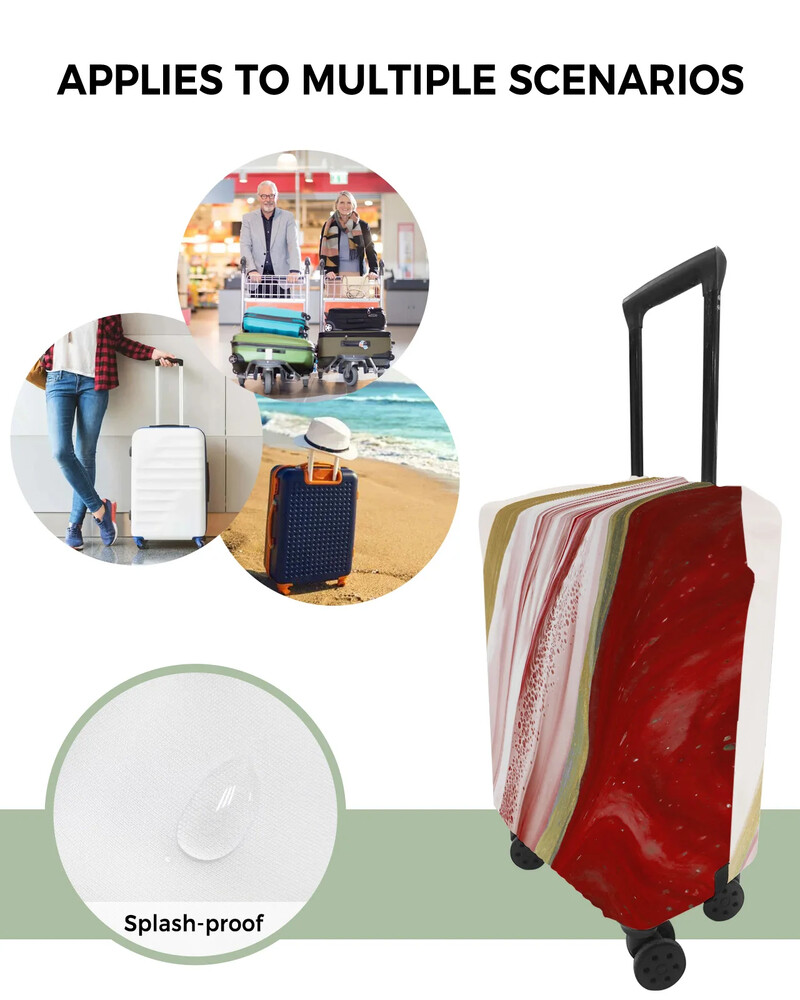 Husă de protecție pentru bagaje de călătorie cu textura de marmură degradată roșie pentru accesorii de călătorie Valisă elastică pentru praf Husă de protecție