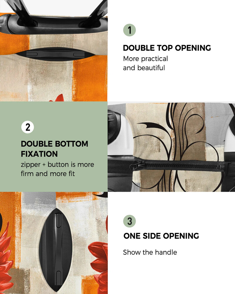 Dahlia Aliejinė tapyba Abstraktus augalas Gėlė Oranžinė Bagažo dangtis Kelionių Aksesuarai Lagaminas Elastingas Dulkių Dėklas Apsauginė Rankovė