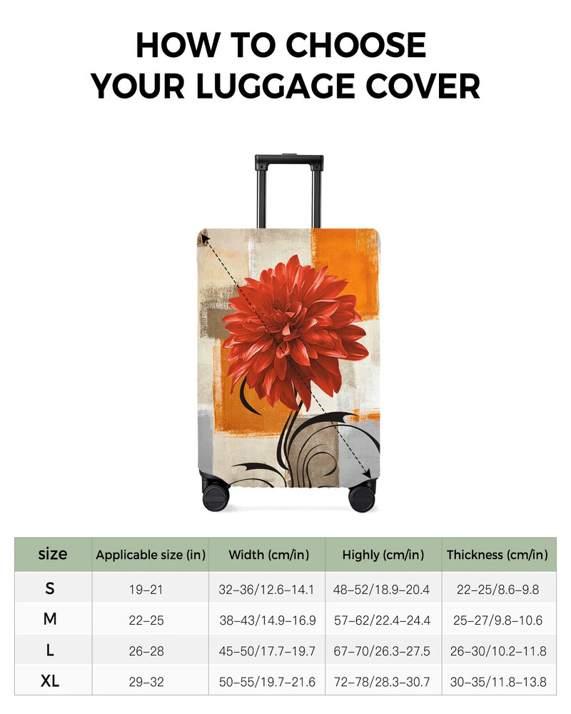 Dahlia Aliejinė tapyba Abstraktus augalas Gėlė Oranžinė Bagažo dangtis Kelionių Aksesuarai Lagaminas Elastingas Dulkių Dėklas Apsauginė Rankovė