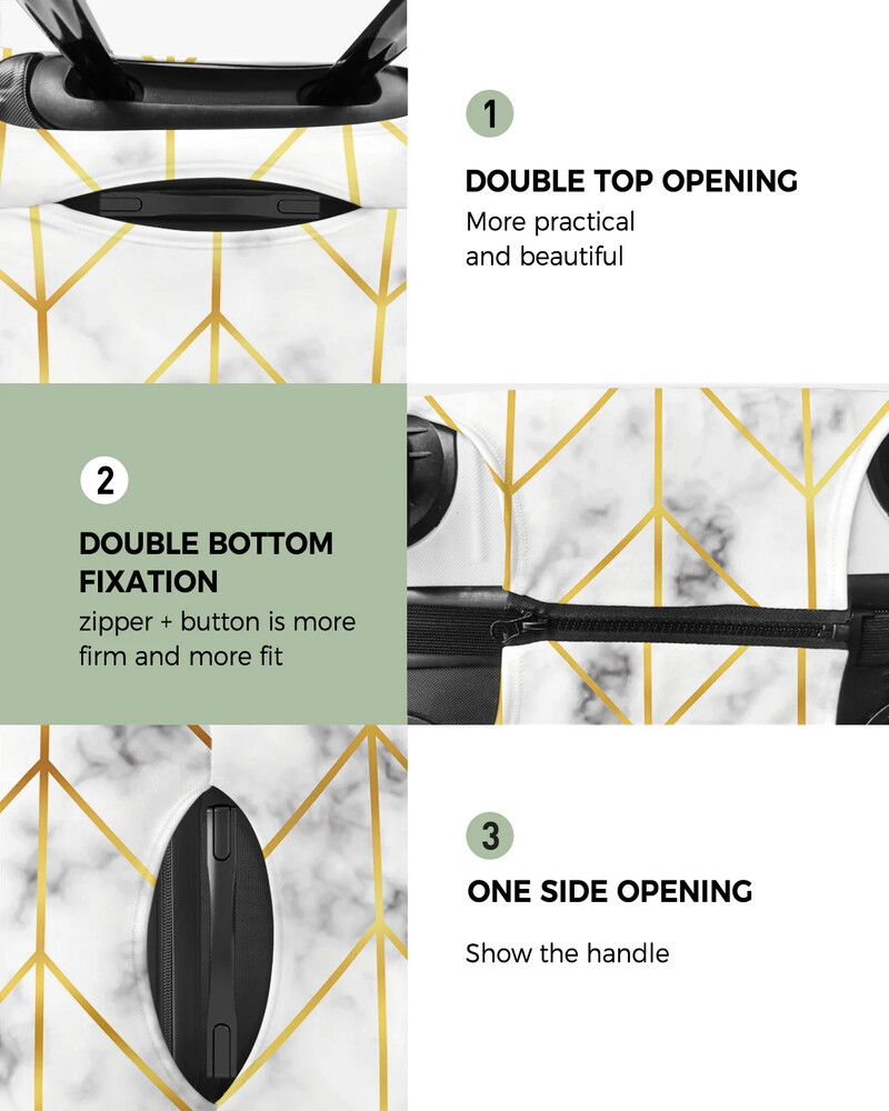 Marmora Abstrakts Dzeltens Ģeometrisks Skujiņas Bagāžas Pārsegs Ceļojumu Aksesuāri Čemodāns Elastīgs Putekļu futrālis Aizsargājošs Uzmava