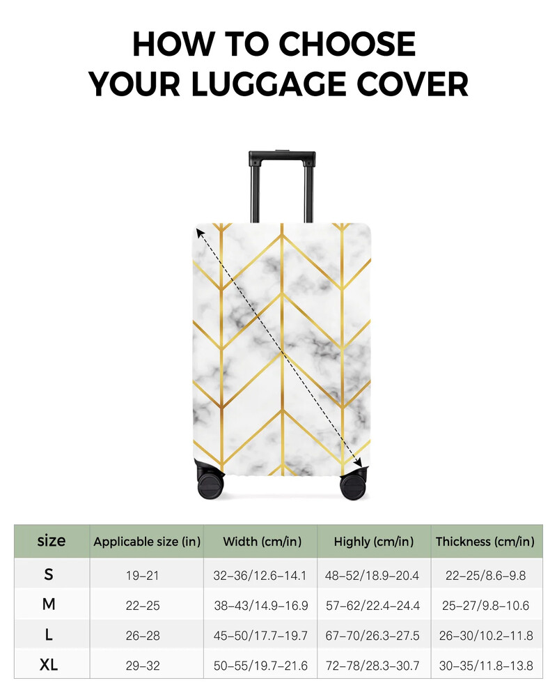 Marmora Abstrakts Dzeltens Ģeometrisks Skujiņas Bagāžas Pārsegs Ceļojumu Aksesuāri Čemodāns Elastīgs Putekļu futrālis Aizsargājošs Uzmava