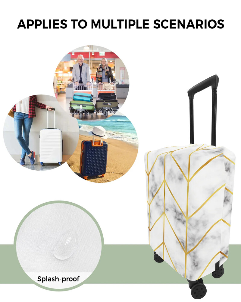 Marmora Abstrakts Dzeltens Ģeometrisks Skujiņas Bagāžas Pārsegs Ceļojumu Aksesuāri Čemodāns Elastīgs Putekļu futrālis Aizsargājošs Uzmava