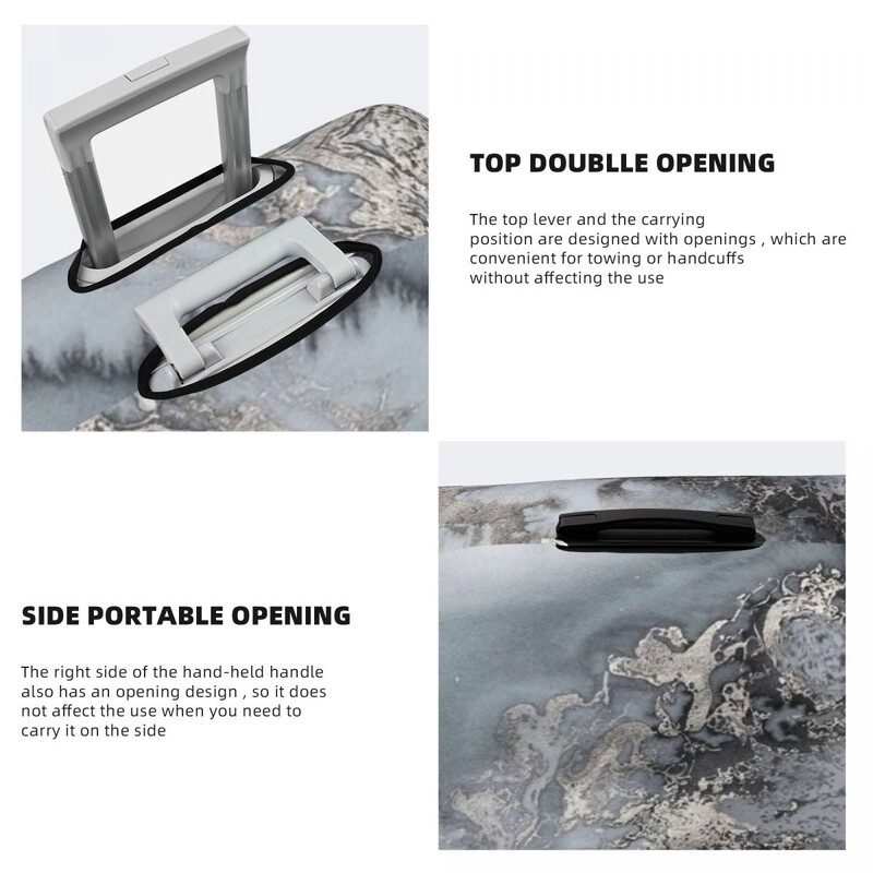 Textura marmură gri personalizată, model abstract, husă pentru bagaje, grafică geometrică, huse de protecție pentru valiză de călătorie, pentru 18-32 inch